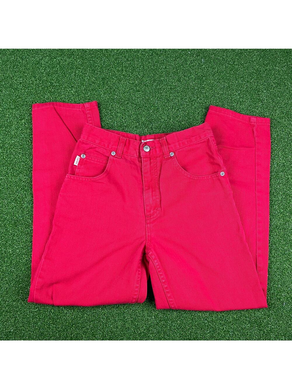 Vintage Esprit Bright Red Childrens Sz 12 Denim Straight Leg Jeans